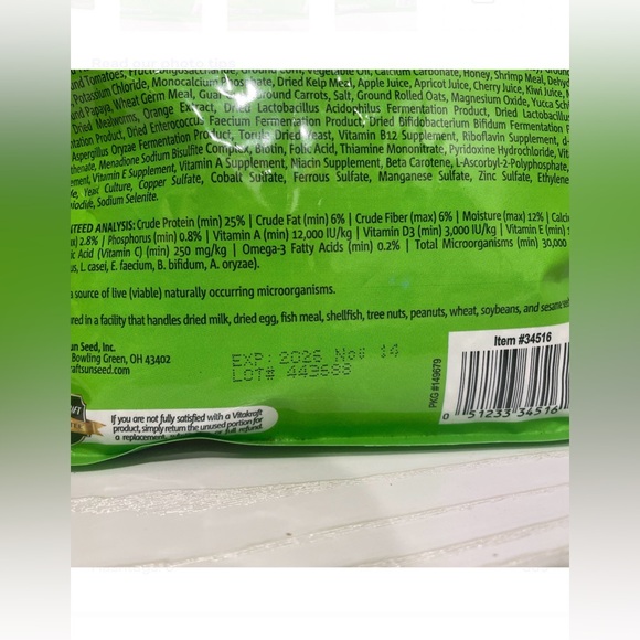Vitakraft vitasmart natural pelleted diet sugar glider food-3 bags NWT! - Picture 4 of 6